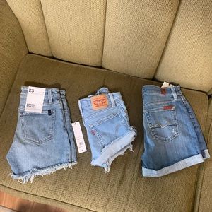 Lot of Size 23 Denim Joe’s Levi’s 7 (FAM) Shorts New / Unworn Light Wash Three